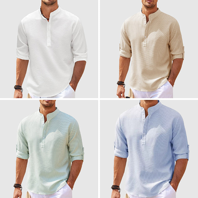 Positano Leinen-Henley-Shirt