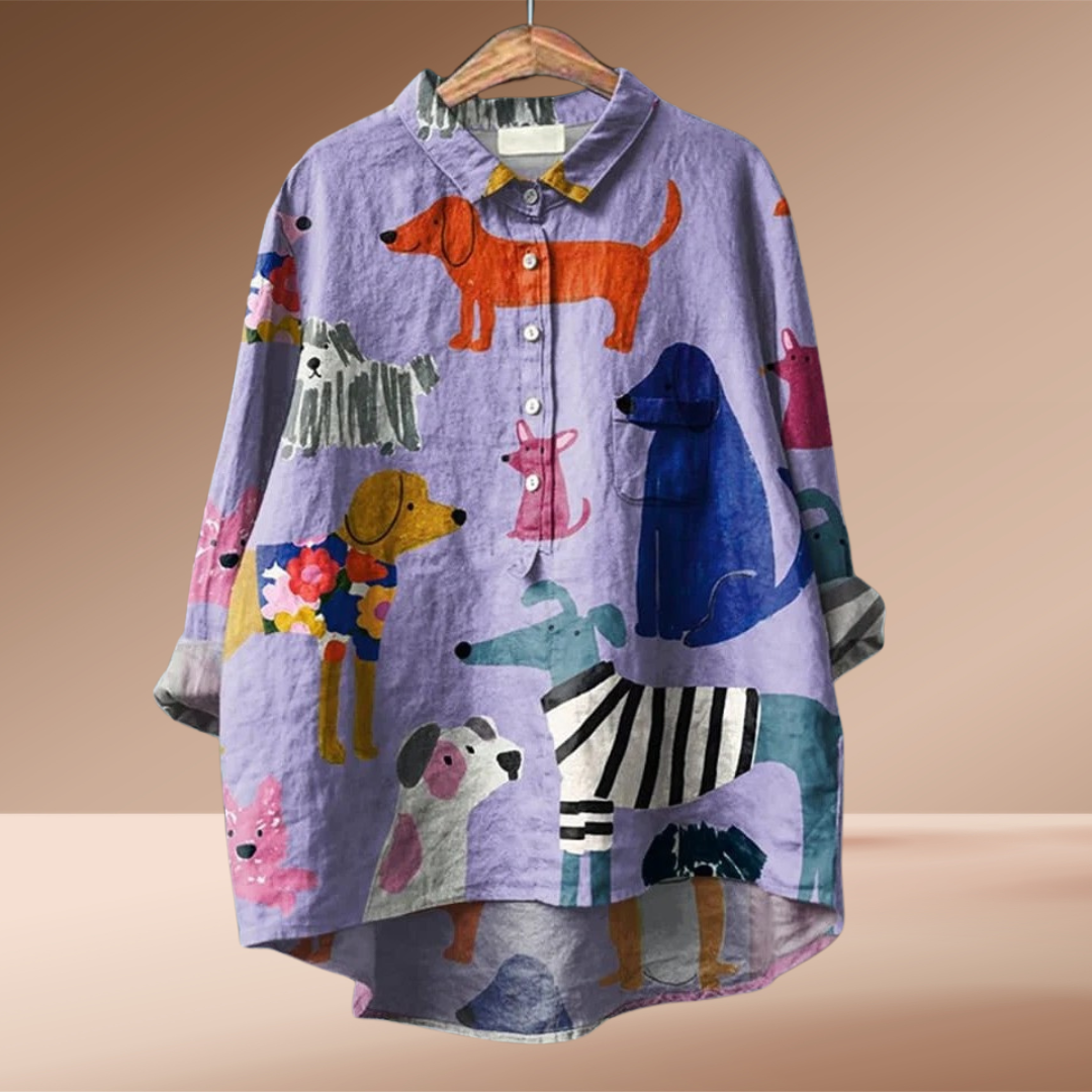 Dorota – Blouse with Dog Print