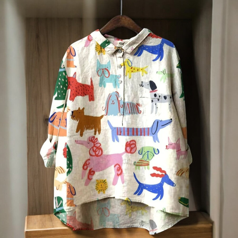 Dorota – Blouse with Dog Print