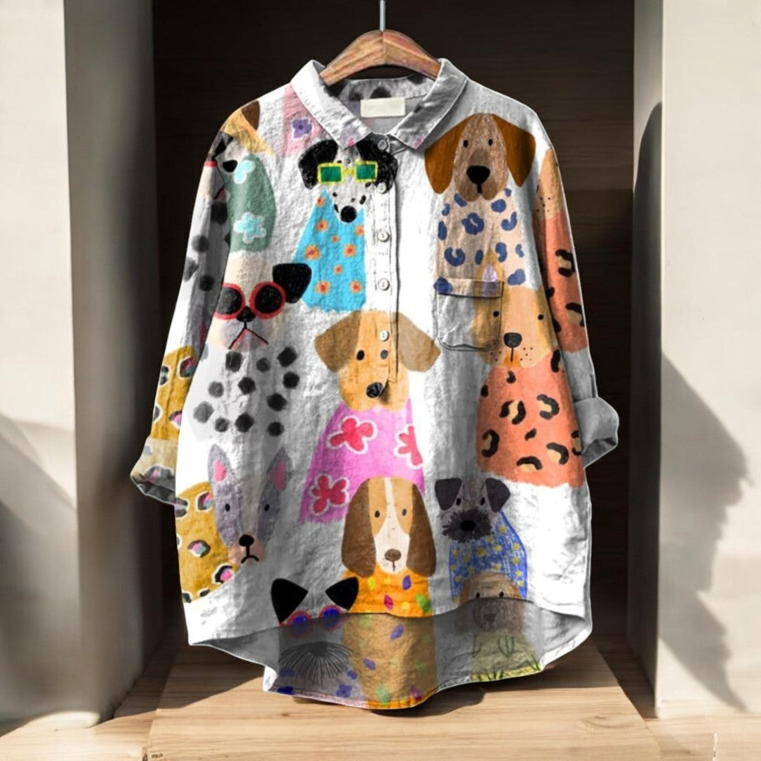 Dorota – Blouse with Dog Print