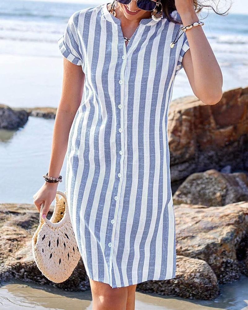 Lucia – Vestito a righe con bottoni