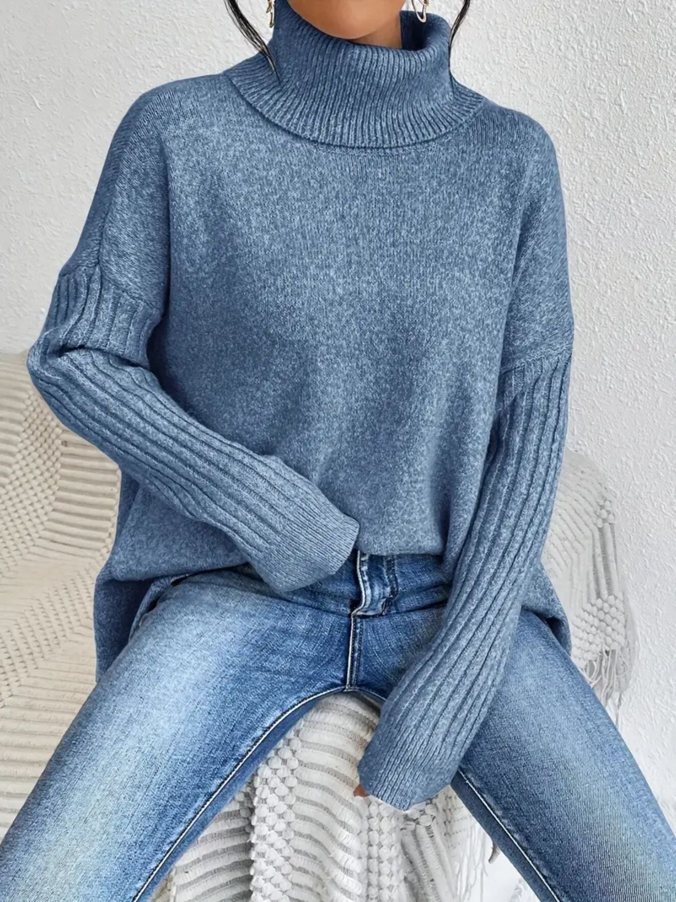 Sophie - Irregular Turtleneck Sweater