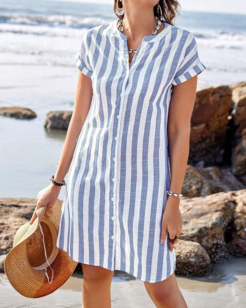 Lucia – Vestito a righe con bottoni