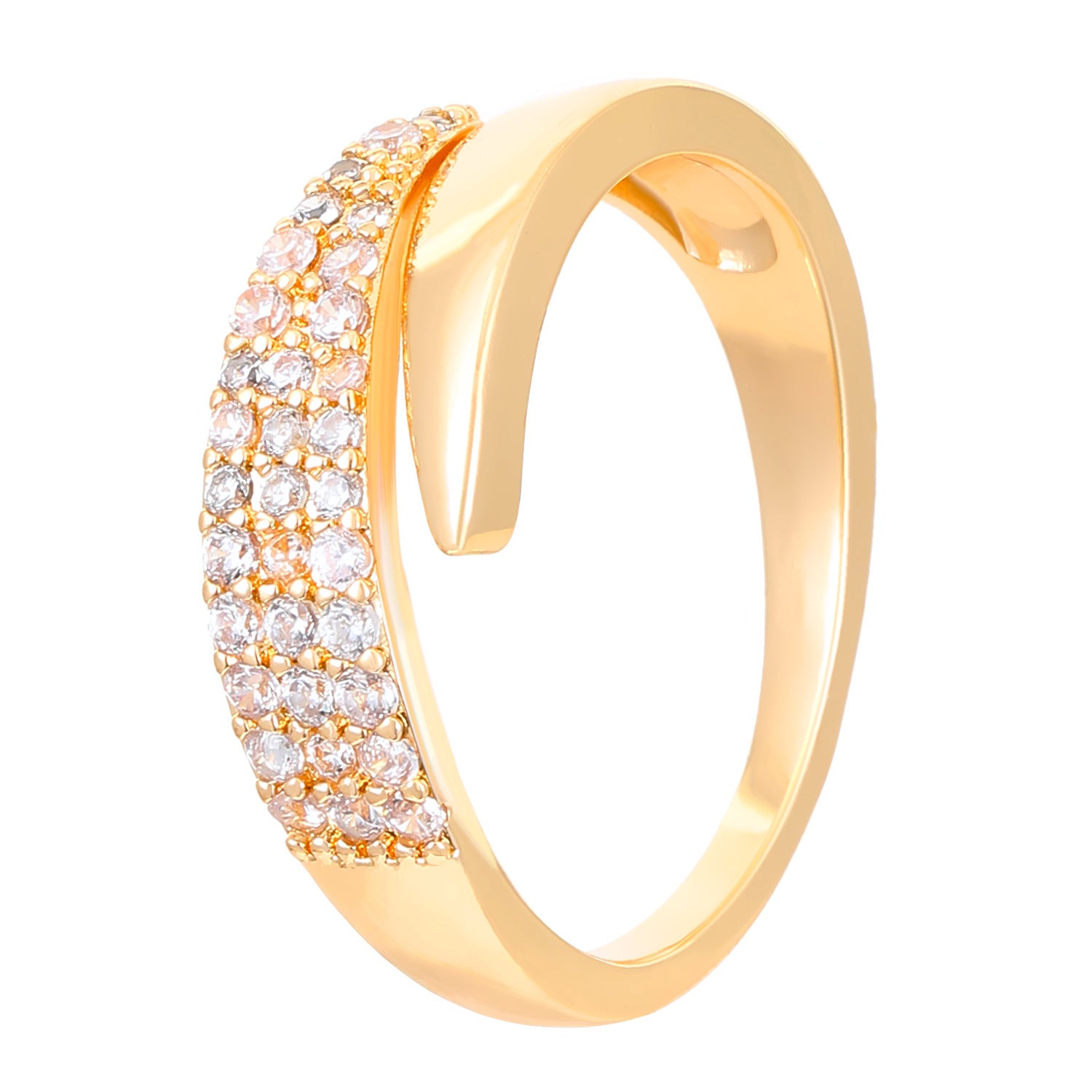 Elegant Gold Ring With Sparkling Stones (1+1 FREE)