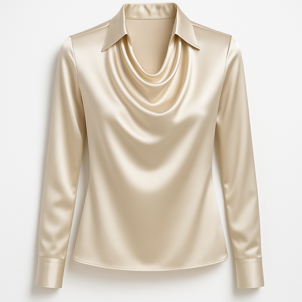 Lucía – Satin Drape Neck Blouse