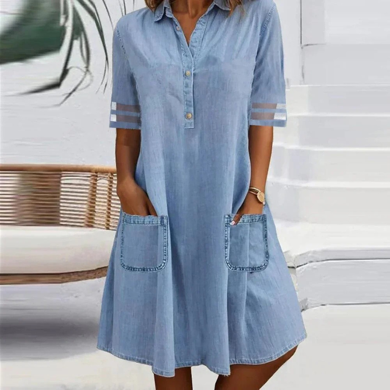Jill | Mini abito di jeans con tasche laterali