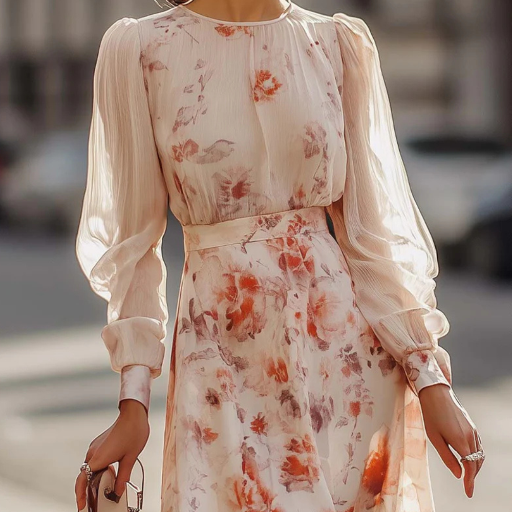 Yara™ – Pleated Floral Short Sleeve Dress