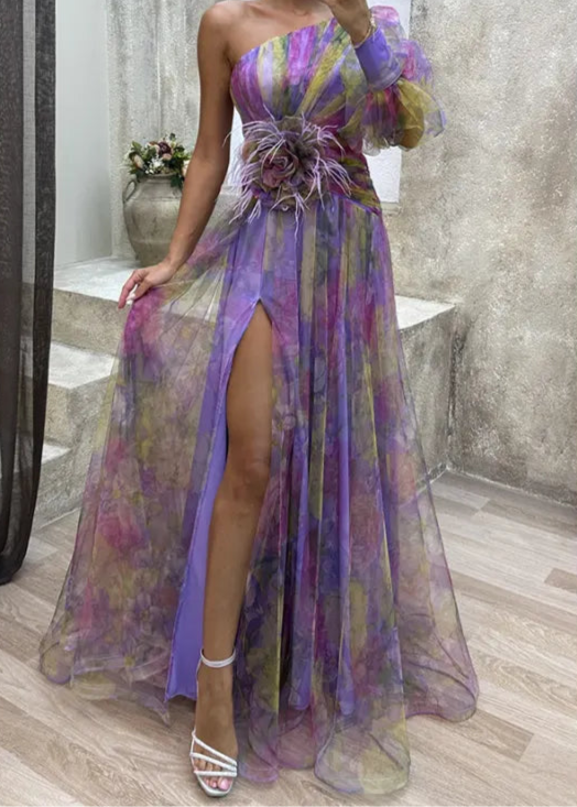 Pilar – Off-Shoulder Slit Dress