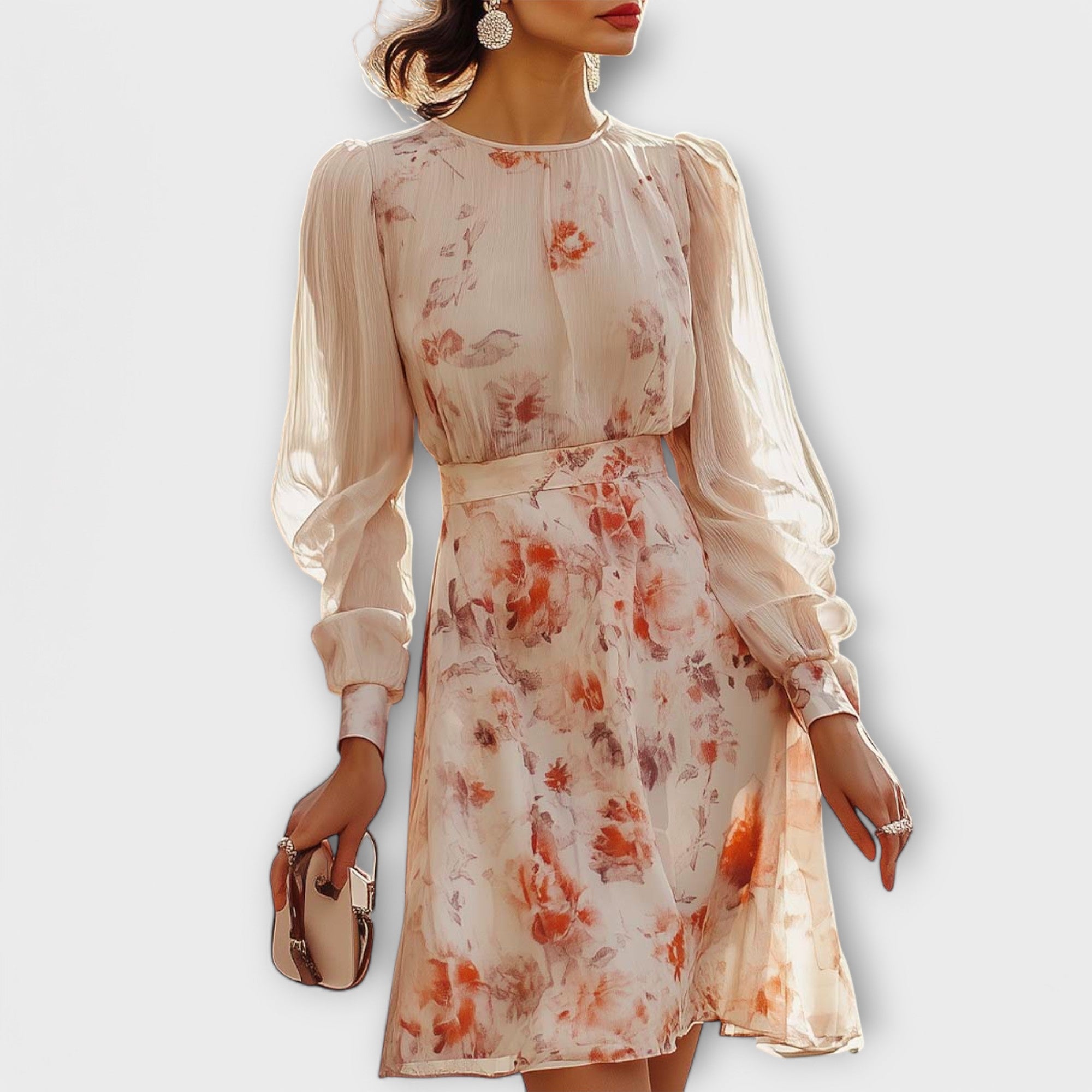 Yara™ – Pleated Floral Short Sleeve Dress