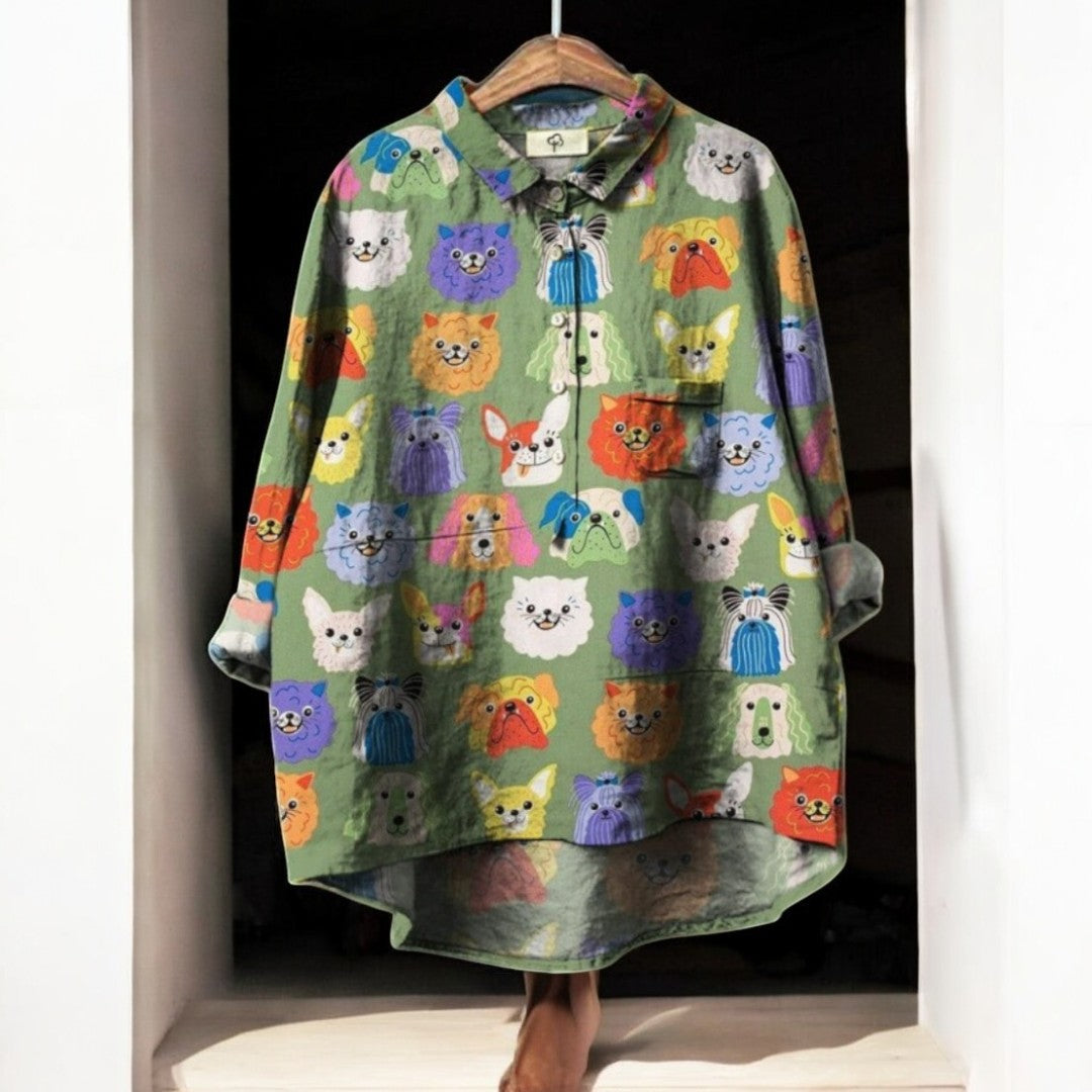 Dorota – Blouse with Dog Print