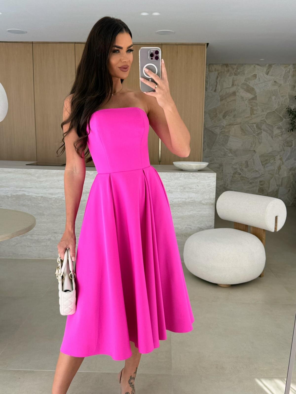 Sara - Strapless Midi Jurk
